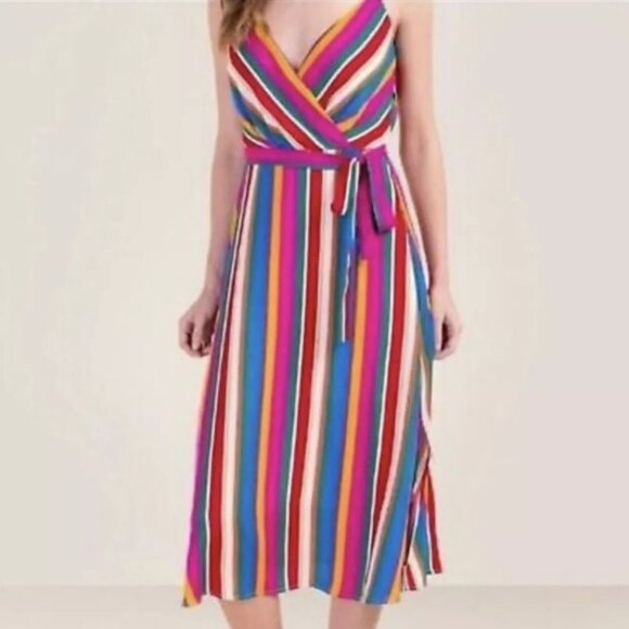 Francesca’s Blue Rain Rainbow Dress - Picture 1 of 6